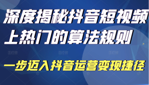 深度揭秘抖音短视频上热门的算法规则,让你快人一步迈入抖音运营变现捷径-禅指哥赚钱项目资源库