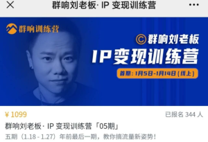 群响IP变现训练营「06期」刘老板教你搞流量新姿势,IP打造获客-禅指哥赚钱项目资源库