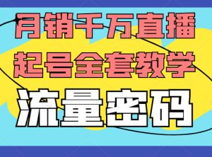 月销千万抖音直播起号全套教学,共震打爆直播间流量-禅指哥赚钱项目资源库