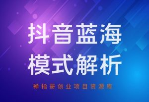 抖音蓝海模式解析,从达人起号带货到抖店选品与直播间解析-禅指哥赚钱项目资源库