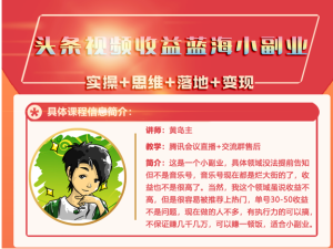 头条视频蓝海小领域副业项目,实操+思维+落地+变现-禅指哥赚钱项目资源库