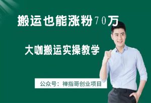 抖音70万粉丝大咖实操搬运 简单二次处理过百万播放量没问题-禅指哥赚钱项目资源库