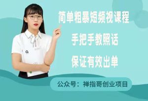 简单粗暴抖音短频视课程 手把手教照话 保证有效出单-禅指哥赚钱项目资源库