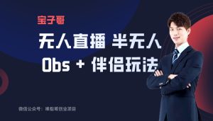 宝子哥无人直播 半无人 Obs+伴侣玩法快速打标签+带货-禅指哥赚钱项目资源库