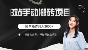 B站手动搬砖项目 随便传一个30秒视频就行 简单操作月入2000+-禅指哥赚钱项目资源库