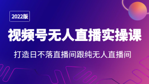 2022年视频号无人直播实操落地课  打造日不落直播间与纯无人直播间-禅指哥赚钱项目资源库