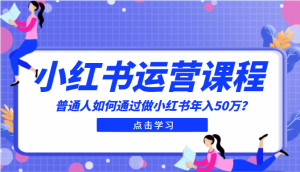 小红书运营课程:普通人如何通过做小红书年入50万-禅指哥赚钱项目资源库