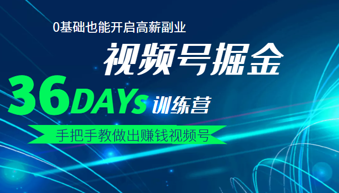 【视频号掘金营】0基础也能开启高薪副业 36天手把手教做出赚米 视频号-禅指哥赚钱项目资源库