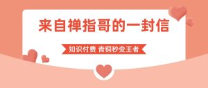 来自禅指哥的一封信 知识付费代理加盟 青铜秒变最强王者 给你一个超越的阶梯-禅指哥赚钱项目资源库