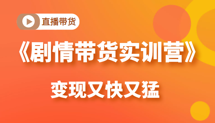 抖音快手剧情带货实训营 直播带货方式最好变现方式  又快又猛分分钟爆单（价值980元）
