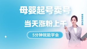 母婴起号卖号 5分钟就能学的会 当天涨粉上千 适用于抖音快手视频号等多平台-禅指哥赚钱项目资源库