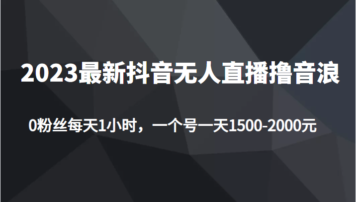 2023最新抖音无人直播撸音浪项目，0粉丝每天1小时，一个号一天1500-2000元